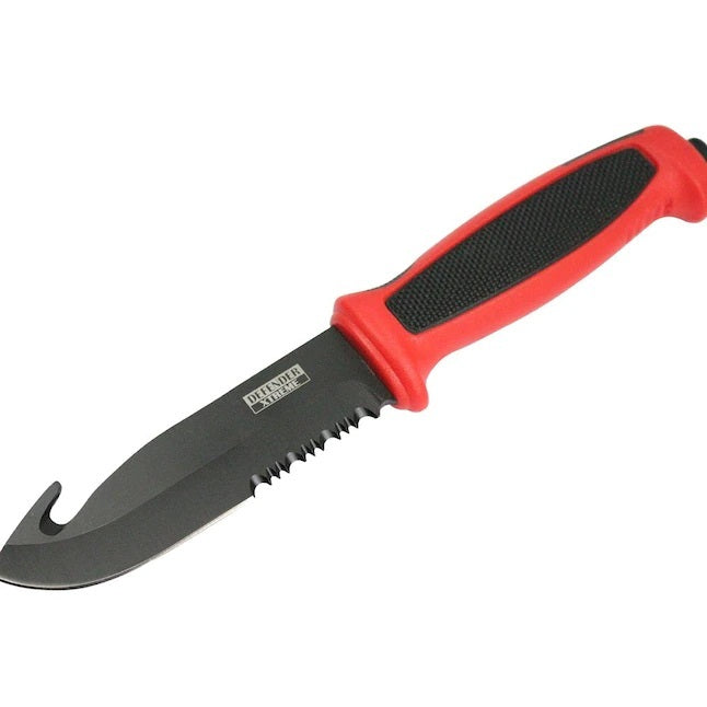 DEFENDER XTREME GUT HOOK KNIFE RED HANDLE 9.5"
