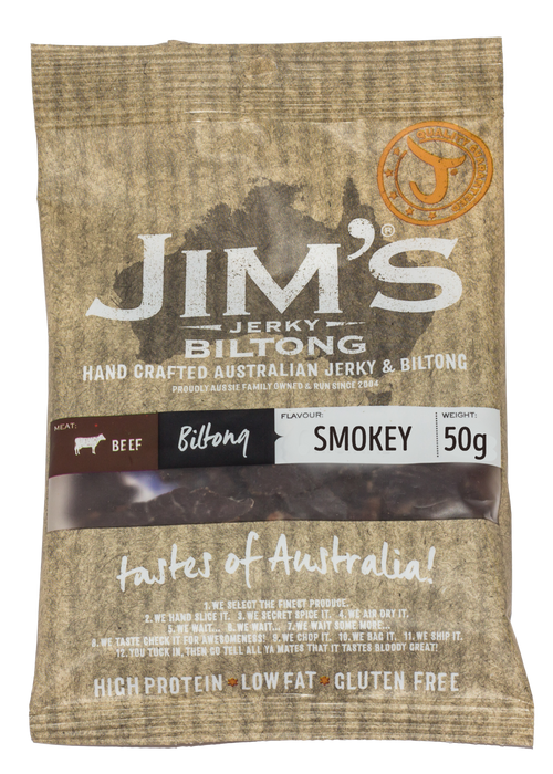JIM'S JERKY SMOKEY BILTONG 50G